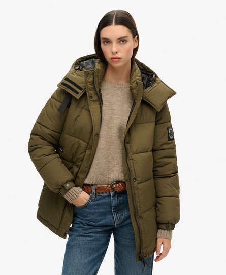 Superdry Women's Expedition Cocoon Steppmantel Grün - Größe: 38 von Superdry