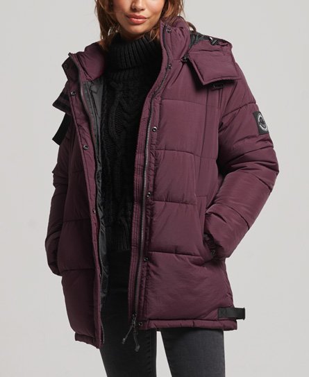 Superdry Women's Expedition Cocoon Steppmantel Rot - Größe: 36 von Superdry