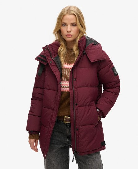 Superdry Women's Expedition Cocoon Steppmantel Rot - Größe: 38 von Superdry