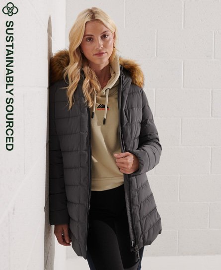 Superdry Women's Extralanger Arctic Steppmantel Grau - Größe: 38 von Superdry