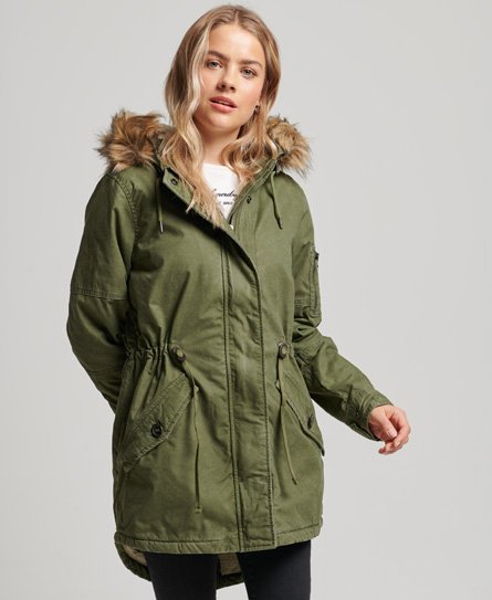 Superdry Women's Field Parka Kaki - Größe: 36 von Superdry