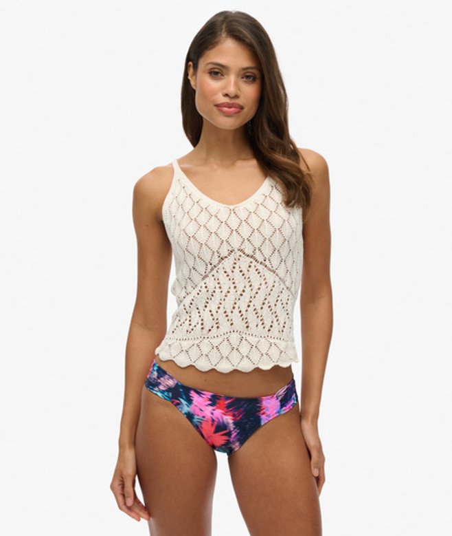 Superdry Women's Gerafftes Bikinihöschen Blau - Größe: 42 von Superdry