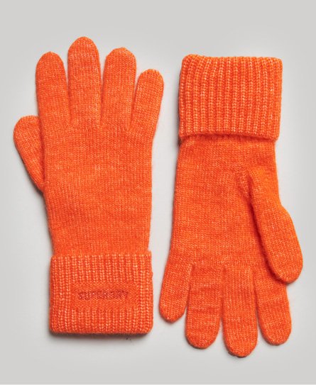 Superdry Women's Gerippte Essential Handschuhe Orange - Größe: 1Größe von Superdry