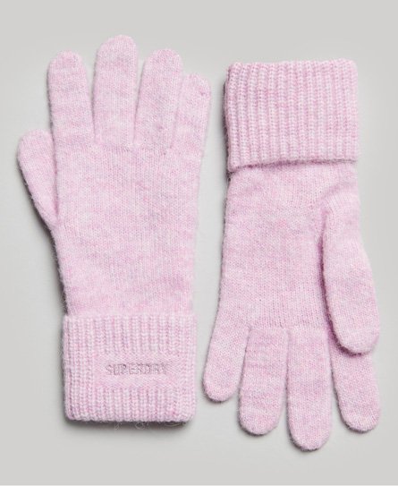 Superdry Women's Gerippte Essential Handschuhe Pink - Größe: 1Größe von Superdry