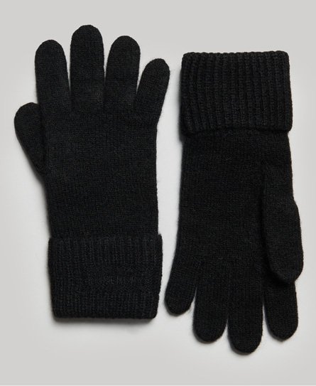 Superdry Women's Gerippte Essential Handschuhe Schwarz - Größe: 1Größe von Superdry