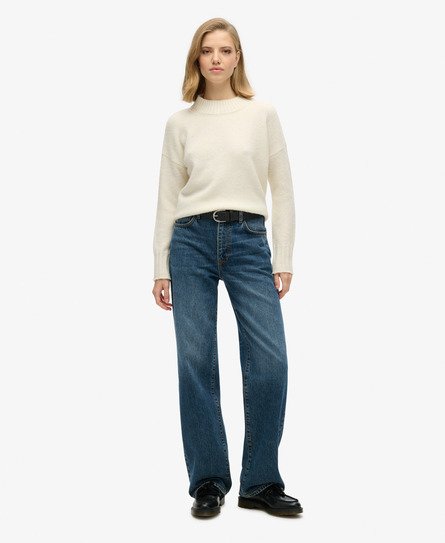 Superdry Damen Dunkelblau Jeans aus Bio-Baumwolle mit Weitem Beinschnitt, Größe: 30/30 von Superdry