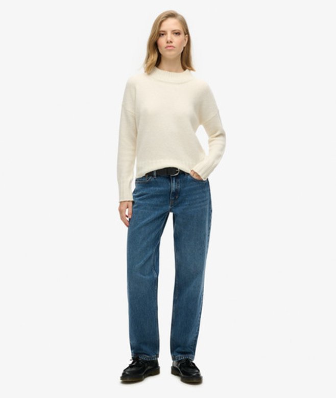 Superdry Women's Jeans mit Geradem Bein und Mittlerer Leibhöhe Blau - Größe: 32/30 von Superdry