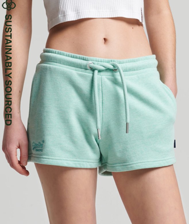 Superdry Women's Jersey-Shorts aus Bio-Baumwolle mit Vintage Logo Grün - Größe: 36 von Superdry