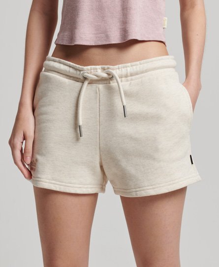 Superdry Women's Damen Creme Jersey-Shorts mit Aufgesticktem Vintage-Logo, Größe: 44 - Größe: 44 von Superdry