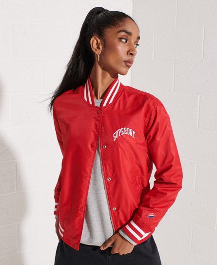 Superdry Damen Rot Klassische Varsity Baseballjacke, Größe: 38 von Superdry