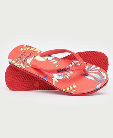 Superdry Women's Klassische Vintage Flipflops Rot - Größe: S von Superdry