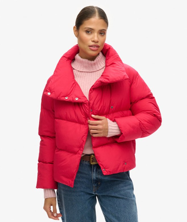 Superdry Damen Kurzer Steppmantel Pink - Größe: 38 von Superdry