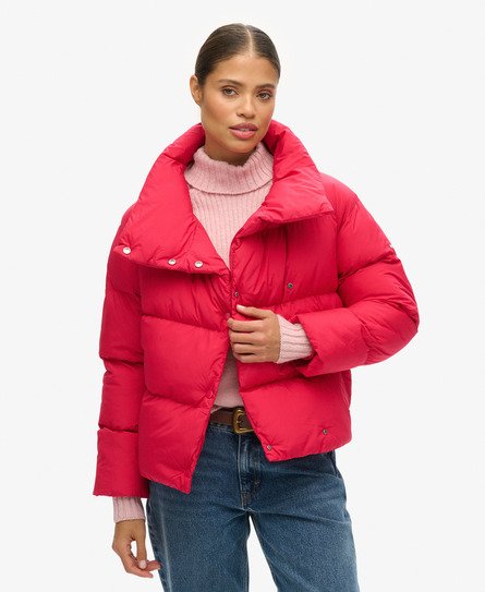 Superdry Damen Kurzer Steppmantel Pink - Größe: 42 von Superdry