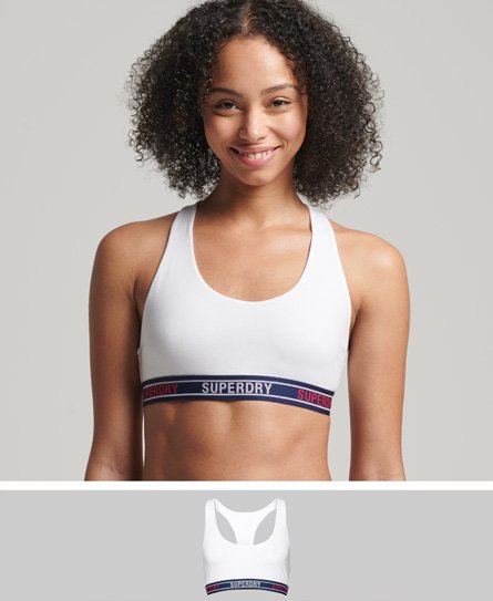 Superdry Women's Kurzes Bustier aus Bio-Baumwolle mit Buntem Logo Weiß - Größe: 42 von Superdry