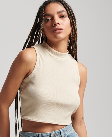 Superdry Women's Kurztop mit Angedeutetem Ausschnitt Hellgrau - Größe: 44 von Superdry