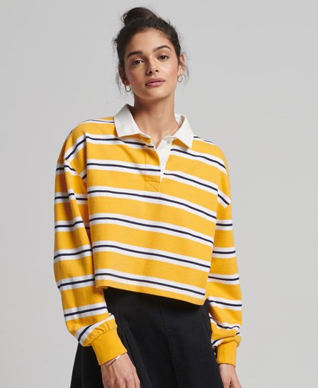 Superdry Women's Langärmeliges, Kurzes Vintage Rugby-Shirt Gold - Größe: 44 von Superdry