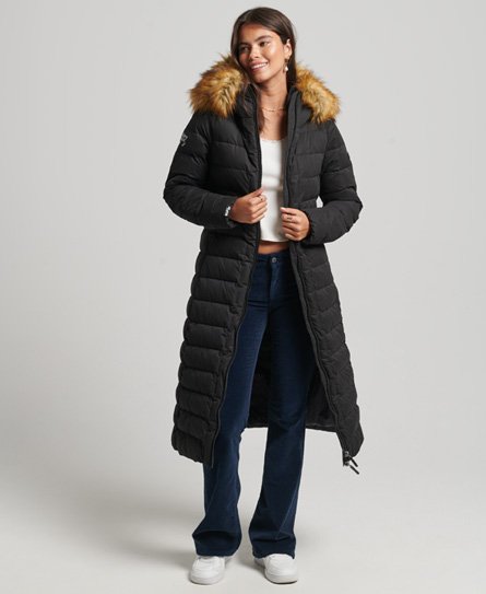 Superdry Women's Langer Arctic Steppmantel Schwarz - Größe: 36 von Superdry