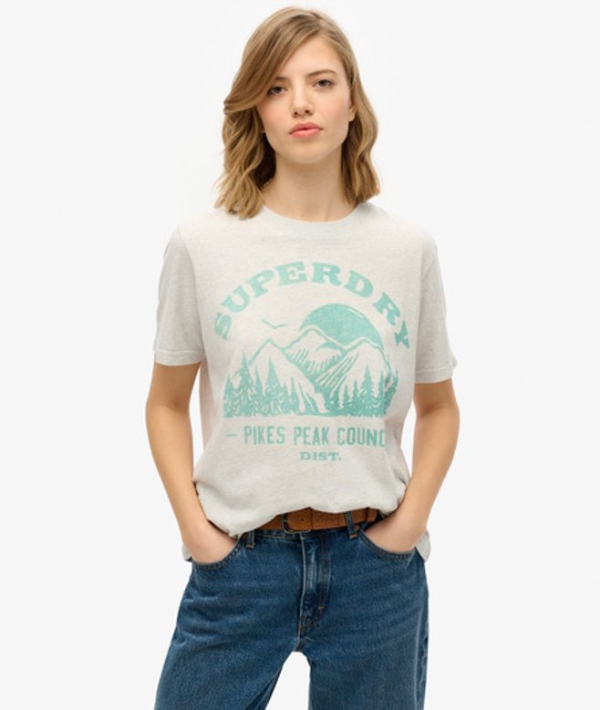 Superdry Women's Locker Geschnittenes Einfarbiges Lo-fi Outdoor T-shirt Hellgrau - Größe: 40 von Superdry