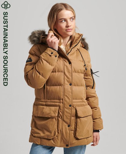 Superdry Women's Mikrofaser Expedition Parka Braun - Größe: 38 von Superdry