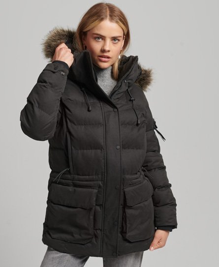 Superdry Women's Mikrofaser Expedition Parka Schwarz - Größe: 38 von Superdry