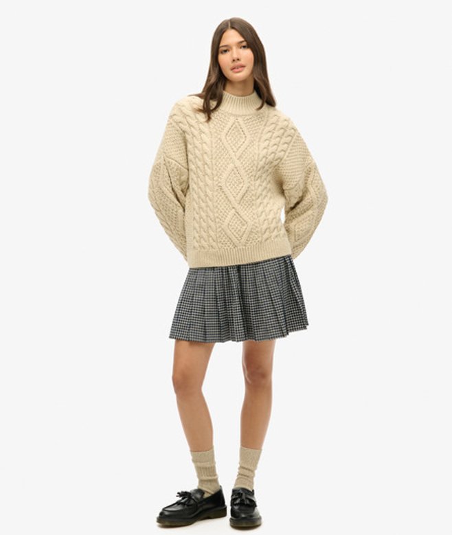 Superdry Damen Minirock im Vintage-stil mit Falten Blau - Größe: 38 von Superdry