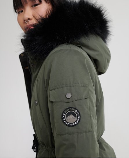 Superdry Women's Nadare Parka aus Mikrofaser Kaki - Größe: 36 von Superdry