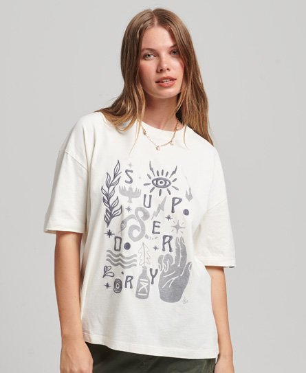 Superdry Women's Nomadic Folk T-Shirt Weiß - Größe: 34 von Superdry