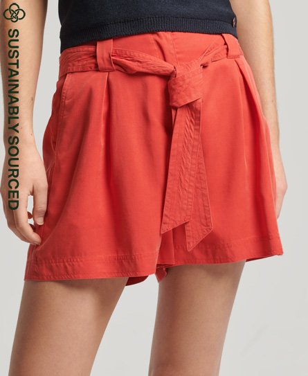 Superdry Women's Paperbag-Shorts Rot - Größe: 36 von Superdry