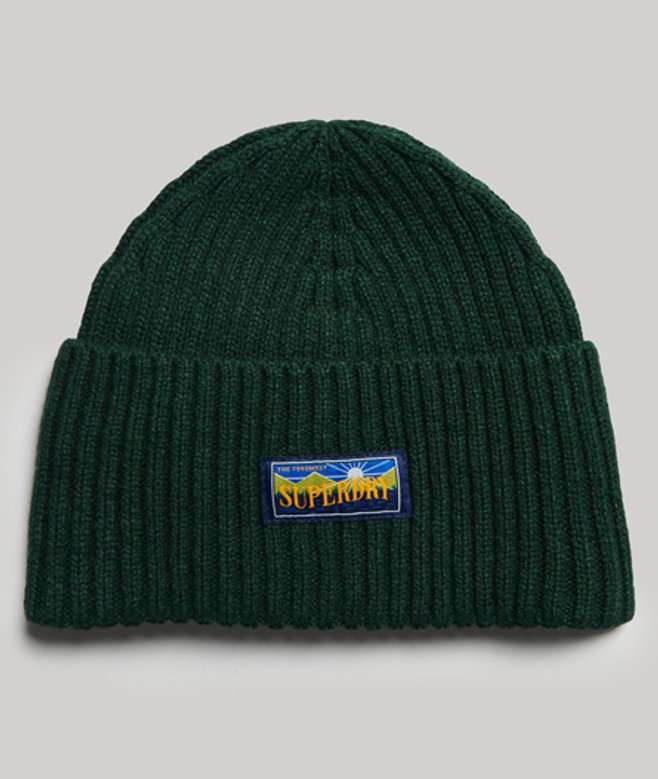 Superdry Women's Radar Beaniemütze aus Wollmischgewebe Grün - Größe: One Größe von Superdry