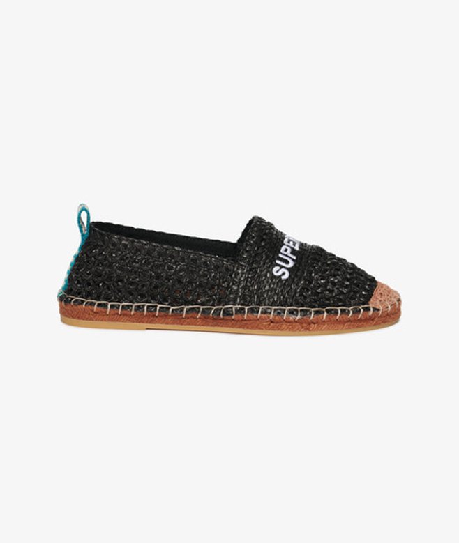 Superdry Women's Raffia Espadrilles mit Stickerei Schwarz - Größe: 38 von Superdry