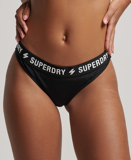 Superdry Women's Recyceltes Elastisches Bikinihöschen Schwarz - Größe: 42 von Superdry