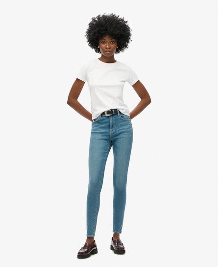 Superdry Women's Skinny Jeans aus Bio-Baumwolle mit Hohem Bund Blau - Größe: 24/30 von Superdry