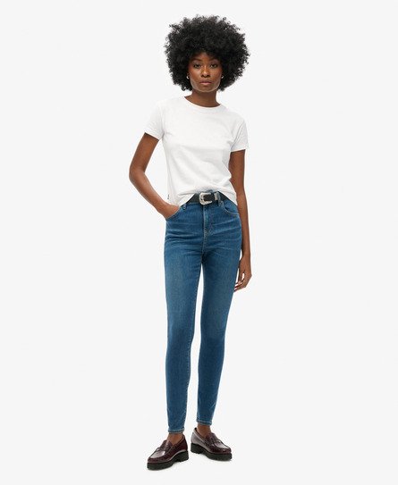 Superdry Women's Skinny Jeans aus Bio-Baumwolle mit Hohem Bund Dunkelblau - Größe: 24/30 von Superdry