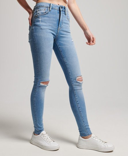 Superdry Women's Skinny Jeans aus Bio-Baumwolle mit Hohem Bund Hellblau - Größe: 26/32 von Superdry