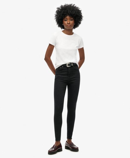 Superdry Women's Skinny Jeans aus Bio-Baumwolle mit Hohem Bund Schwarz - Größe: 26/32 von Superdry