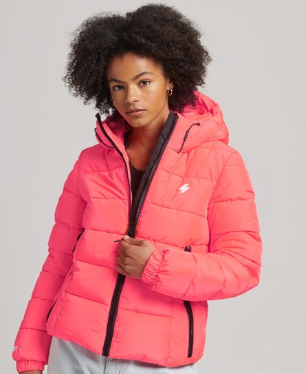 Superdry Women's Spirit Sports Steppjacke mit Kapuze Koralle - Größe: 36 von Superdry