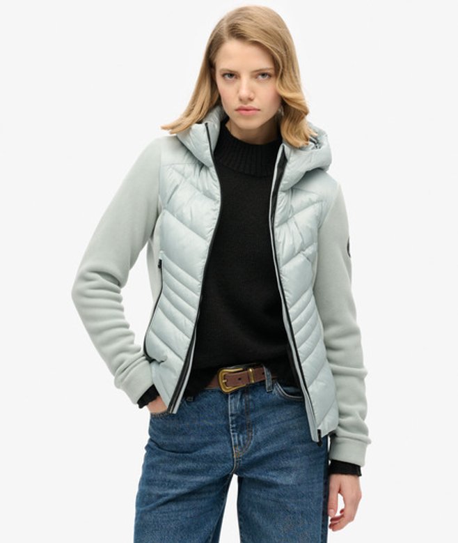 Superdry Women's Storm Fleecejacke mit Kapuze Hellgrau - Größe: 34 von Superdry