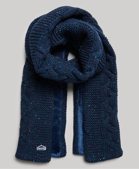 Superdry Women's Strickschal mit Zopfmuster Blau - Größe: 1Größe von Superdry