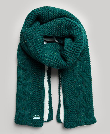 Superdry Women's Strickschal mit Zopfmuster Grün - Größe: 1Größe von Superdry