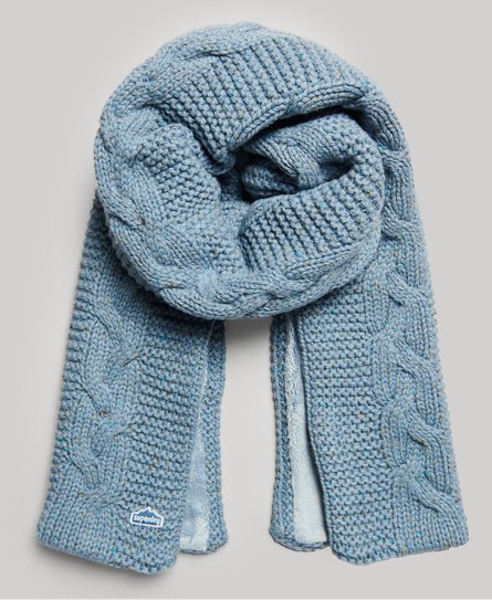 Superdry Women's Strickschal mit Zopfmuster Hellblau - Größe: 1Größe von Superdry