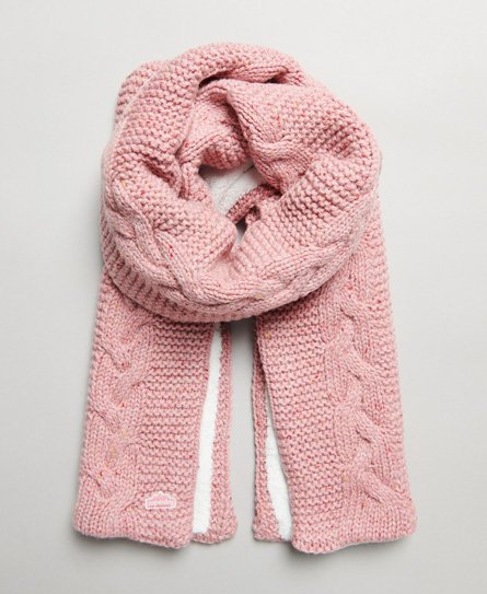 Superdry Women's Strickschal mit Zopfmuster Pink - Größe: 1Größe von Superdry