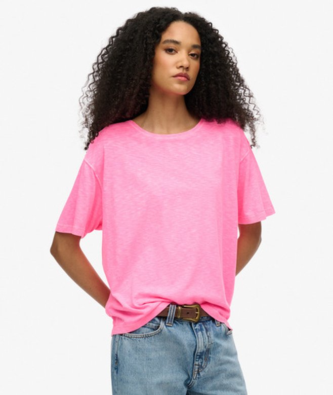 Superdry Women's Studio T-shirt mit überschnittenen Schultern Pink - Größe: 38 von Superdry