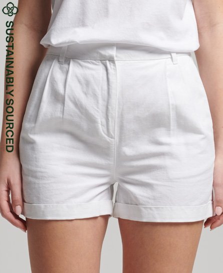 Superdry Women's Studios Shorts aus Leinen Weiß - Größe: 38 von Superdry