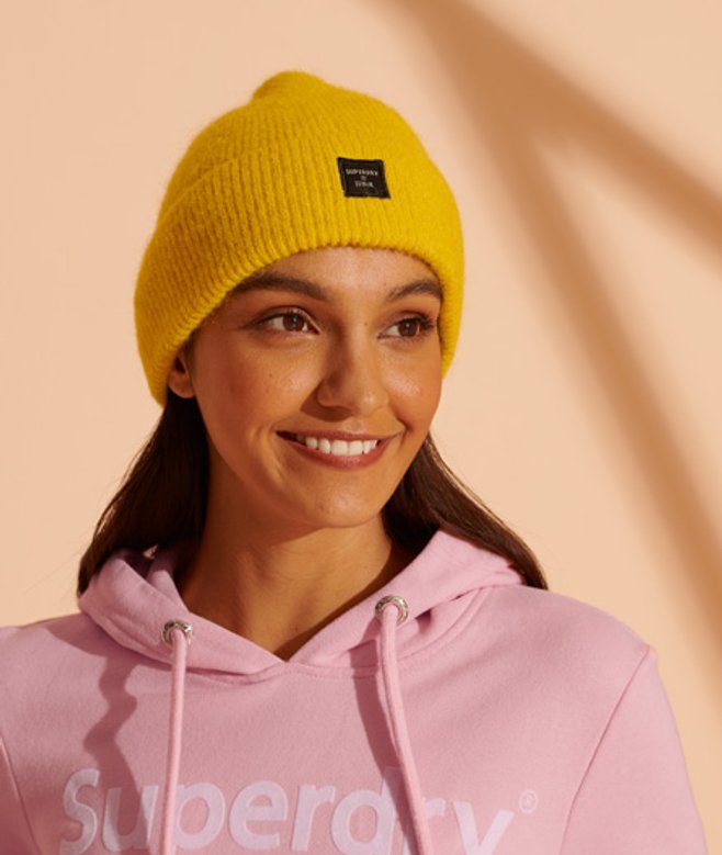 Superdry Damen Super Lux Beaniemütze Gelb - Größe: One Größe von Superdry