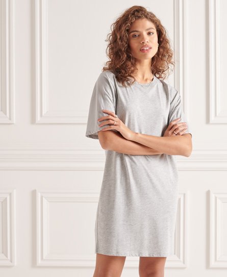 Superdry Women's T-Shirt-Kleid aus Modal-Baumwolle Hellgrau - Größe: 38 von Superdry