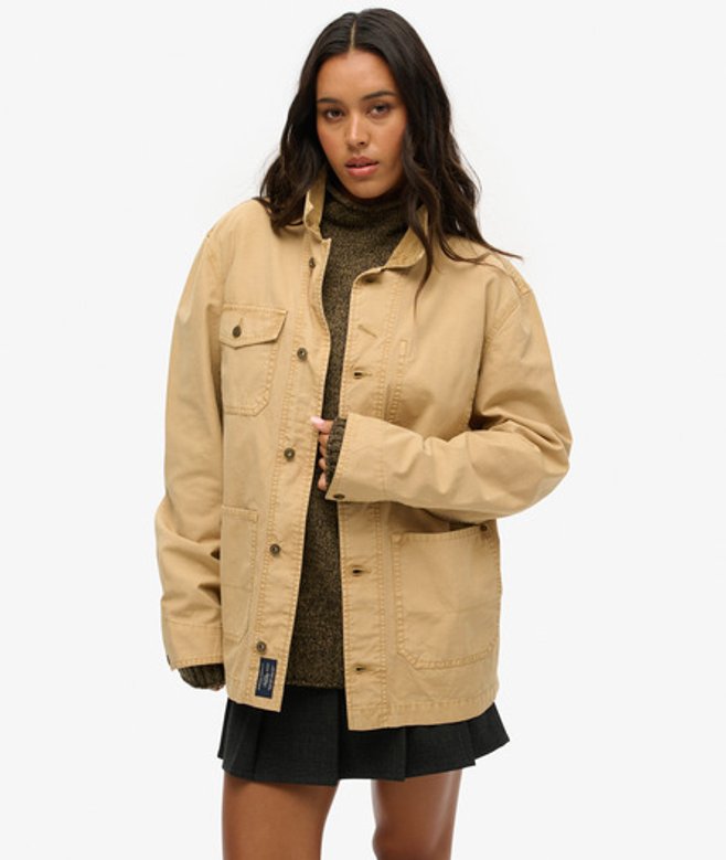 Superdry Women's The Merchant Store - OverGröße-arbeitsjacke aus Baumwolle Beige - Größe: L von Superdry