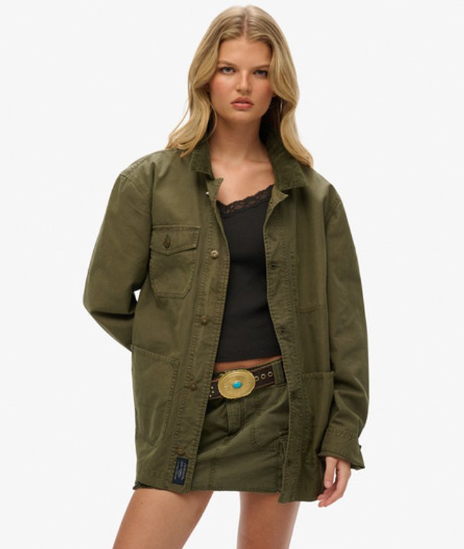 Superdry Women's The Merchant Store - OverGröße-arbeitsjacke aus Baumwolle Grün - Größe: L von Superdry