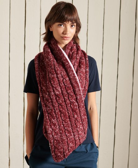 Superdry Damen Tweed-schlauchschal mit Zopfmuster Rot - Größe: One Größe von Superdry