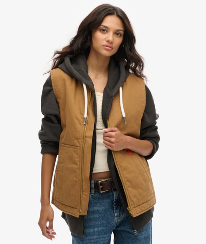 Superdry Women's OverGrößed Surplus Workwear Weste Braun - Größe: Xxl von Superdry