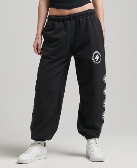 Superdry Women's Unisex Globe Jogginghose mit S-Logo Schwarz - Größe: S von Superdry